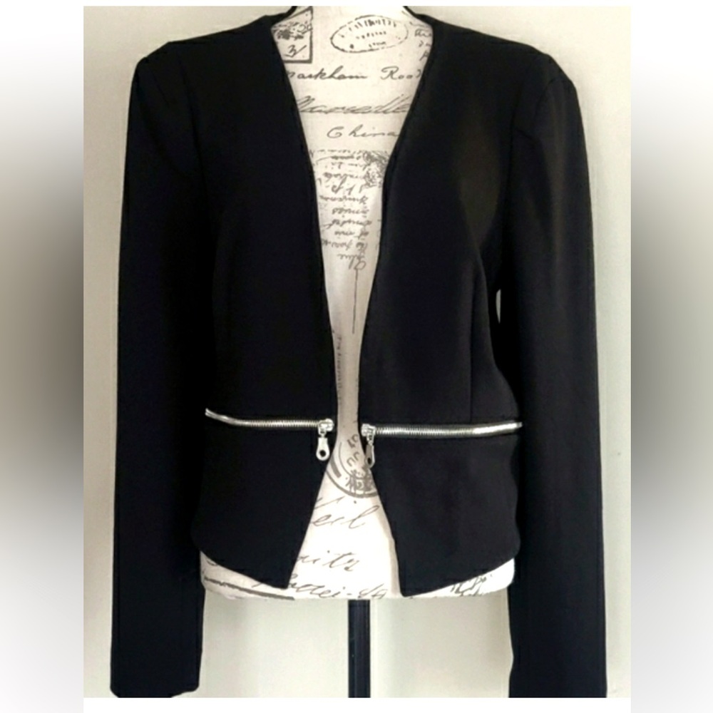 Philosophy moto-style black cropped jacket with zippers - M